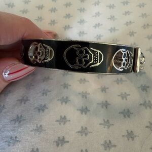 Alexander McQueen Black and Silver Skull Bangle Bracelet